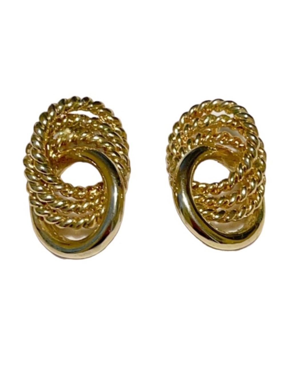 Vintage 80s gold rope twist earrings